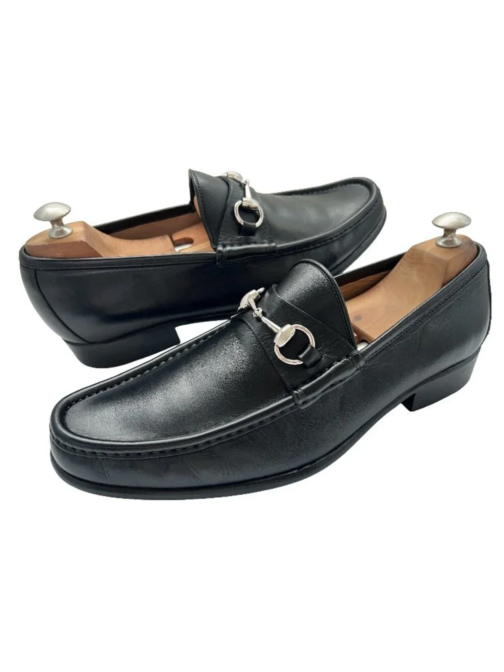 $1090 Gucci Mens Horsebit 1953 Dress Shoes Silver Bit Loafers US 9.5 / UK 9 / 43